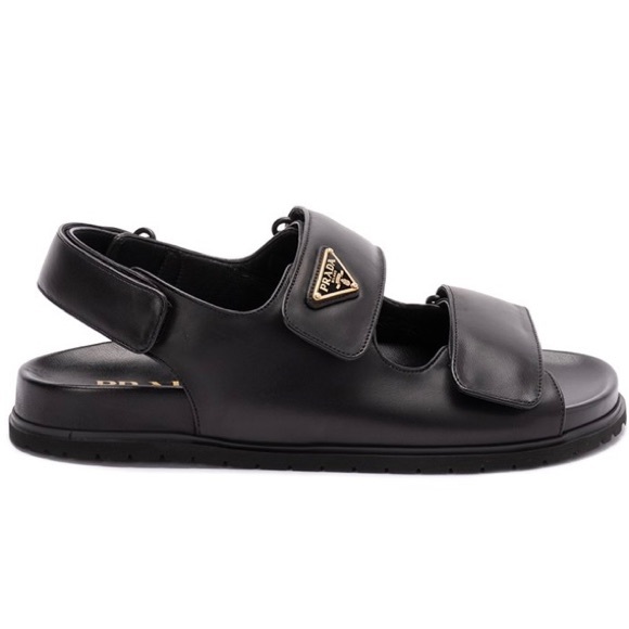 PRADA logo double strap leather sandals - Picture 1 of 5